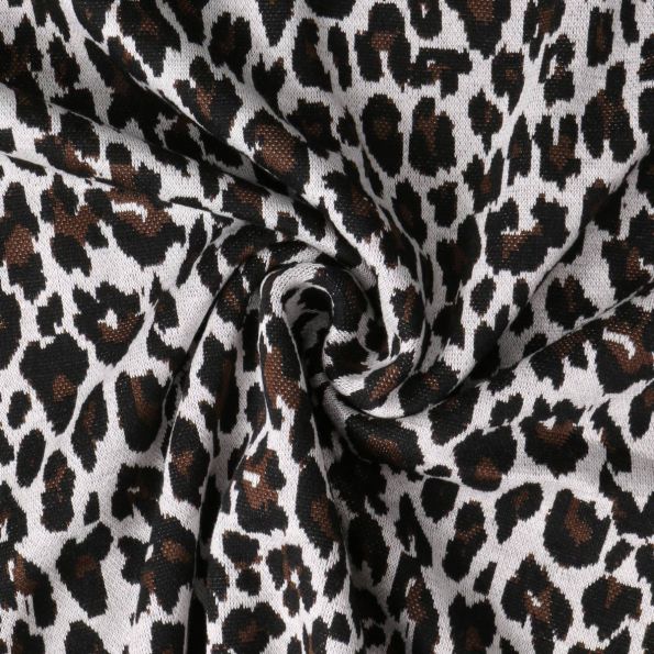 Tissu Jacquard Leopard Kate sur fond Blanc - Par 10 cm