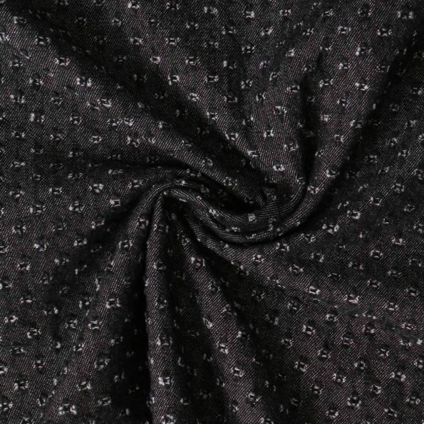 Tissu Jean Denim plumetis ajouré Noir - Par 10 cm