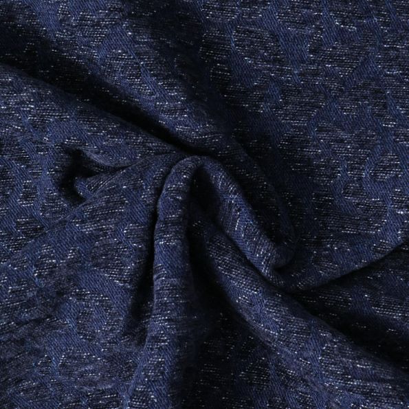 Tissu Jeans Denim motif Léopard touché velours Bleu sur fond Bleu foncé - Par 10 cm