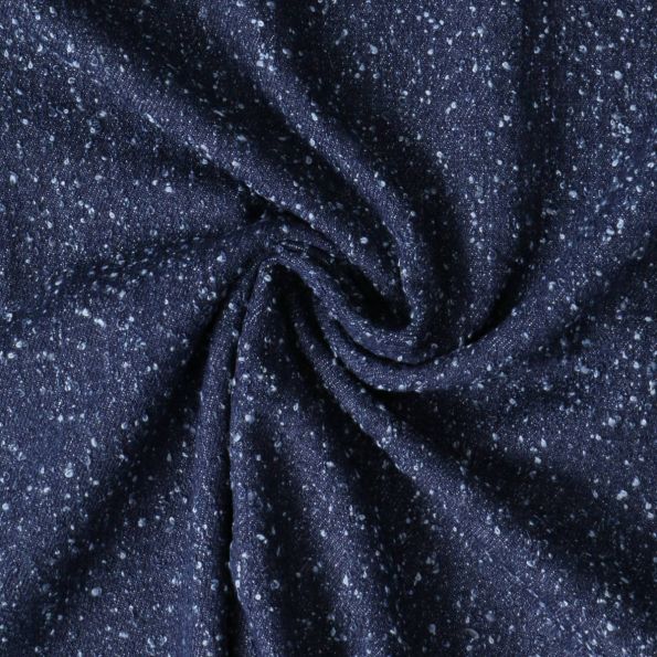 Tissu Jean Denim griffé Bleu foncé - Par 10 cm