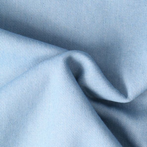 Tissus Jean Denim envers bouclette Bleu clair - Par 10 cm