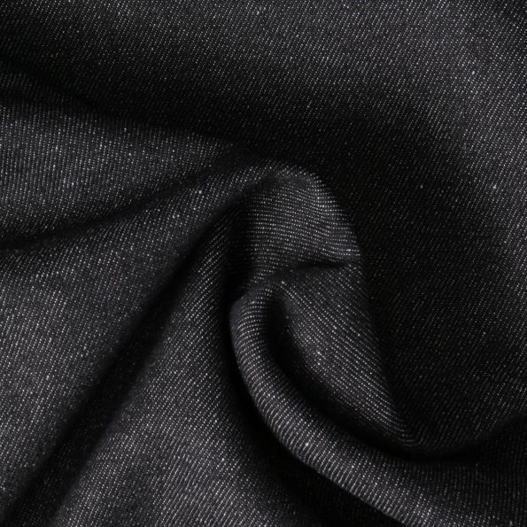 Tissus Jean Denim envers bouclette Noir - Par 10 cm