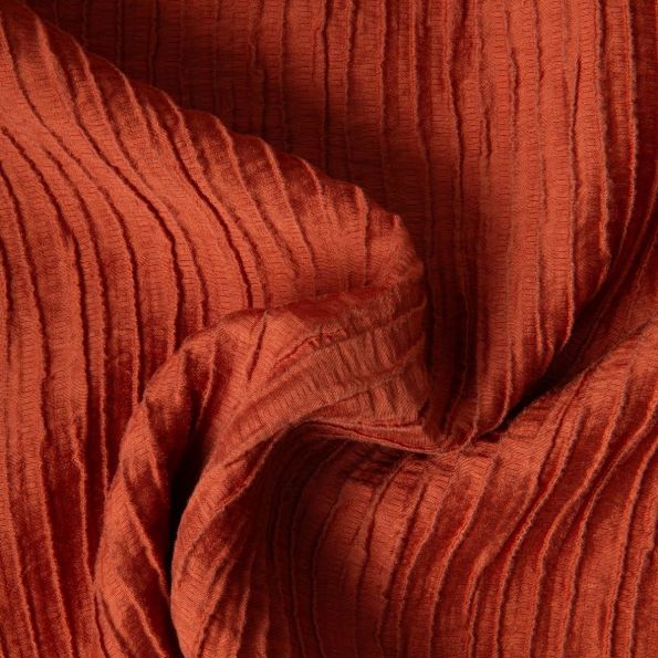 Tissu Lyocell plissé uni Terracotta - Par 10 cm