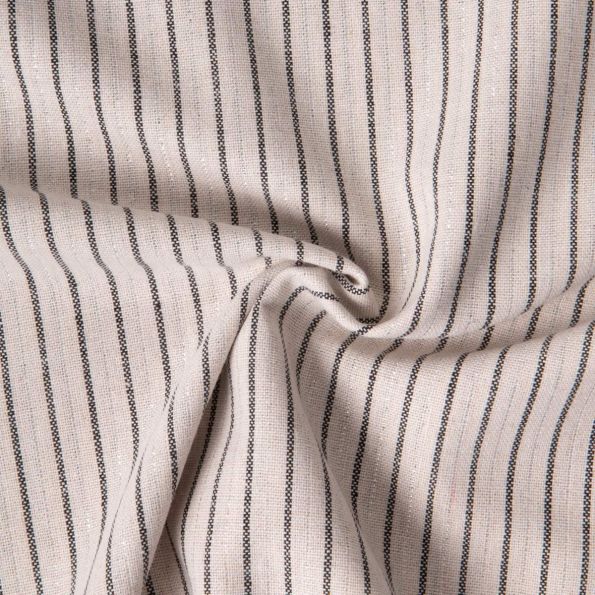Tissu Coton Lin Viscose lurex rayures sur fond Naturel - Par 10 cm