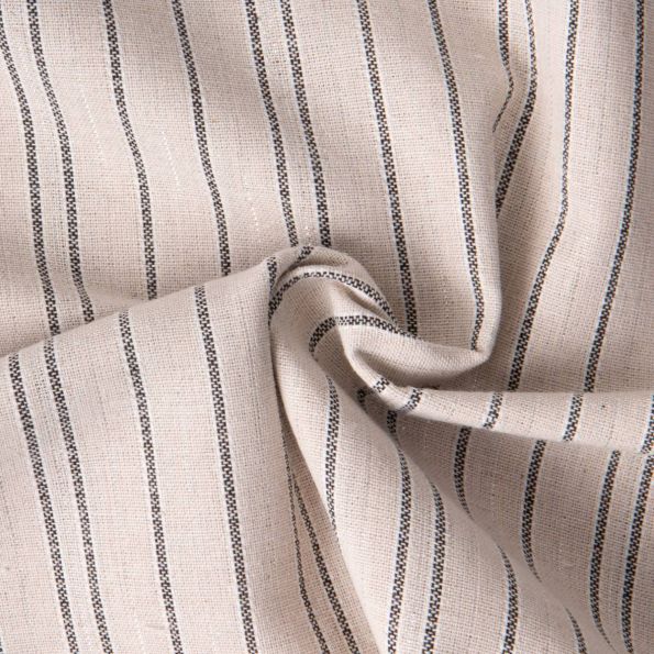 Tissu Coton Lin Viscose lurex rayé sur fond Naturel - Par 10 cm