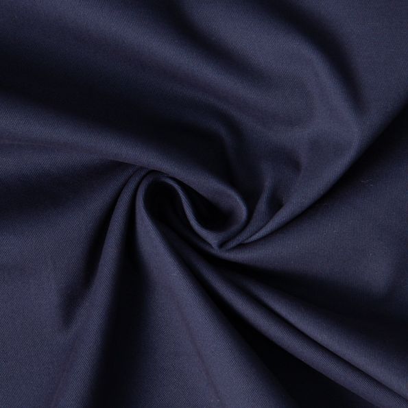 Tissu Coton Sergé légèrement extensible uni Bleu marine - Par 10 cm