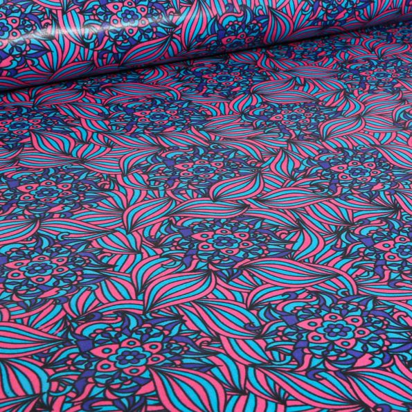 Tissu Wax africain n° 706 sur fond Bleu - Par 10 cm