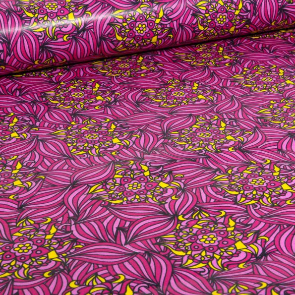 Tissu Wax africain n° 716 sur fond Rose - Par 10 cm