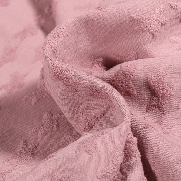 Tissu Jersey Coton Etoiles en relief Elisa Rose poudré - Par 10 cm