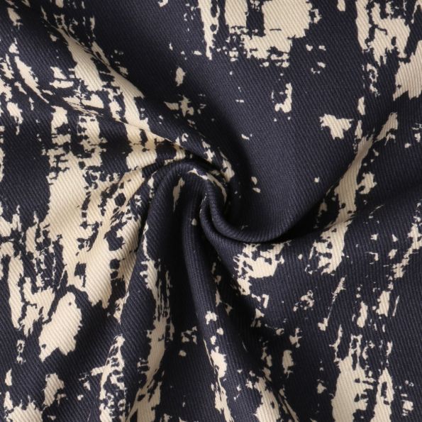 Tissu Toile Canvas Eclat Nocturne Noir bleuté sur fond Beige - Par 10 cm