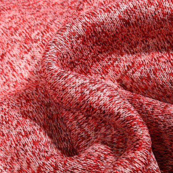 Tissu Sweat épais envers fausse fourrure mouton Rouge chiné - Par 10 cm