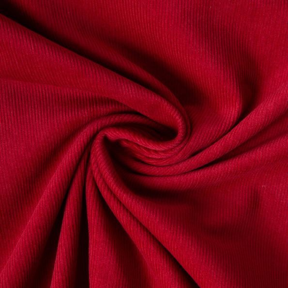 Tissu Velours milleraies Lilou uni  Rouge griotte - Par 10 cm