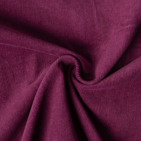 Tissu Velours milleraies Lilou uni  Lie de vin - Par 10 cm