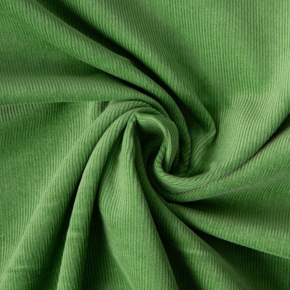 Tissu Velours milleraies Lilou uni  Vert kaki - Par 10 cm