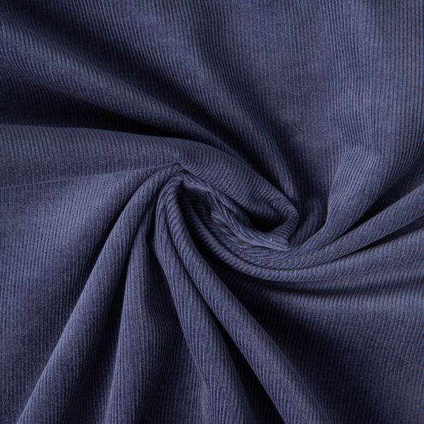 Tissu Velours milleraies Lilou uni  Bleu marine - Par 10 cm