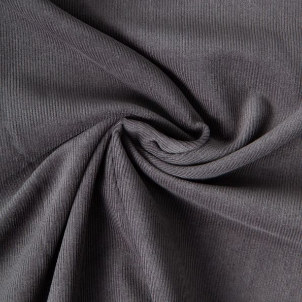 Tissu Velours milleraies Lilou uni  Gris anthracite - Par 10 cm