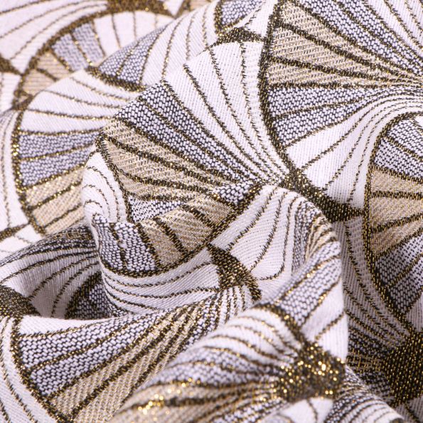 Tissu Jacquard Aylin Eventail blanc sur fond Blanc - Par 10 cm