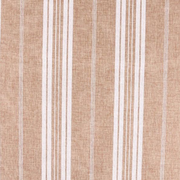 Tissu Toile de jute Rayures blanches large et fine sur fond Naturel - Par 10 cm