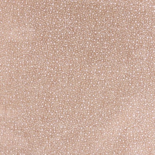 Tissu Toile de jute Flocons blancs et paillette doré sur fond Naturel - Par 10 cm