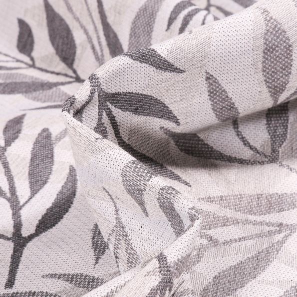Tissu Jacquard Bamboo sur fond Gris - Par 10 cm