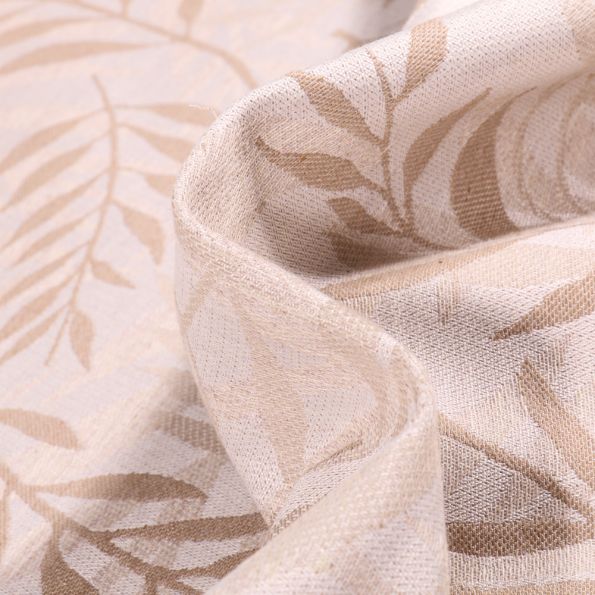 Tissu Jacquard Bamboo sur fond Beige - Par 10 cm