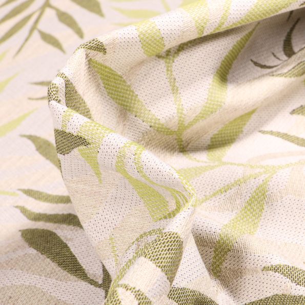 Tissu Jacquard Bamboo sur fond Vert - Par 10 cm