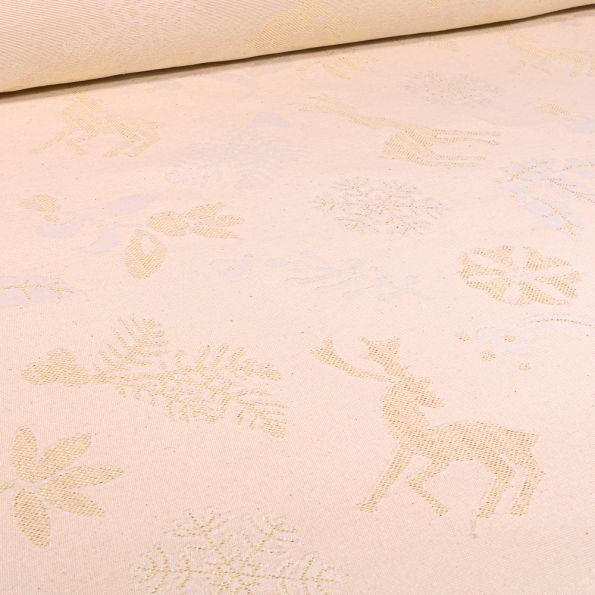 Tissu Toile jacquard Naturel - Par 10 cm