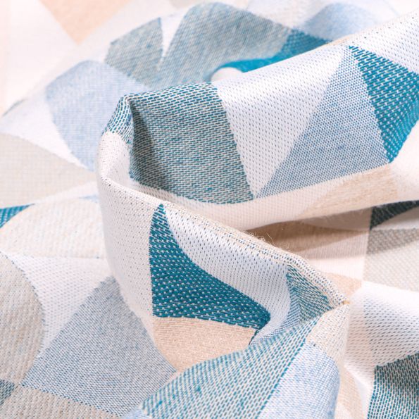 Tissu Toile jacquard Iggy Bleu sur fond Blanc cassé - Par 10 cm