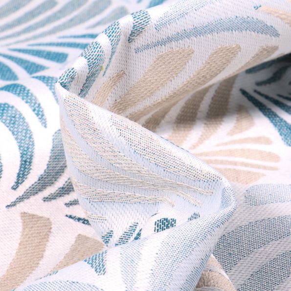 Tissu Toile jacquard Janis bleu sur fond Blanc - Par 10 cm