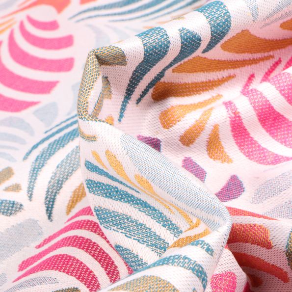 Tissu Toile jacquard Janis multicolore sur fond Blanc - Par 10 cm