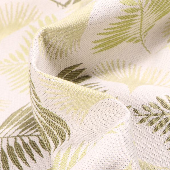 Tissu Jacquard Natura sur fond Vert - Par 10 cm