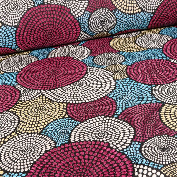 Tissu Jacquard Skywax sur fond Bleu - Par 10 cm