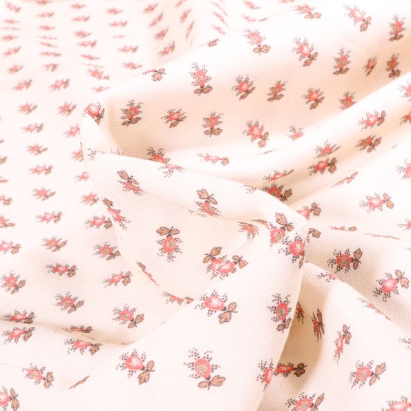 Tissu Viscose Dashwood Studio Dutch Heritage fleur sur fond Blanc - Par 10 cm