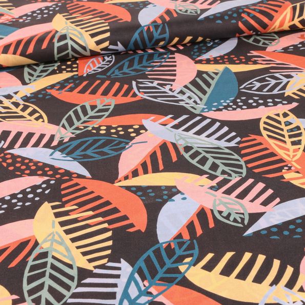 Tissu Liberty of London Menphis Trail A sur fond Noir - Par 10 cm