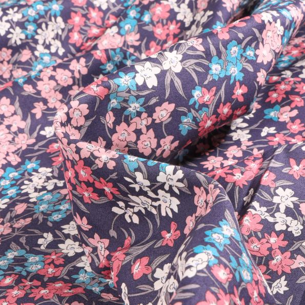 Tissu Liberty of London Sea blossoms B sur fond Violet - Par 10 cm