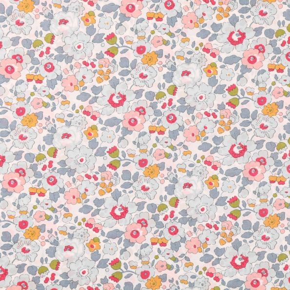 Tissu Liberty of London Betsy Gris et rose - Par 10 cm