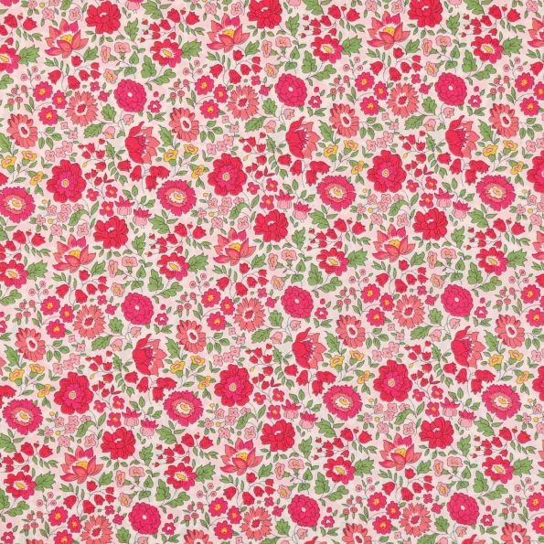 Tissu Liberty of London Danjo Fuchsia et vert - Par 10 cm