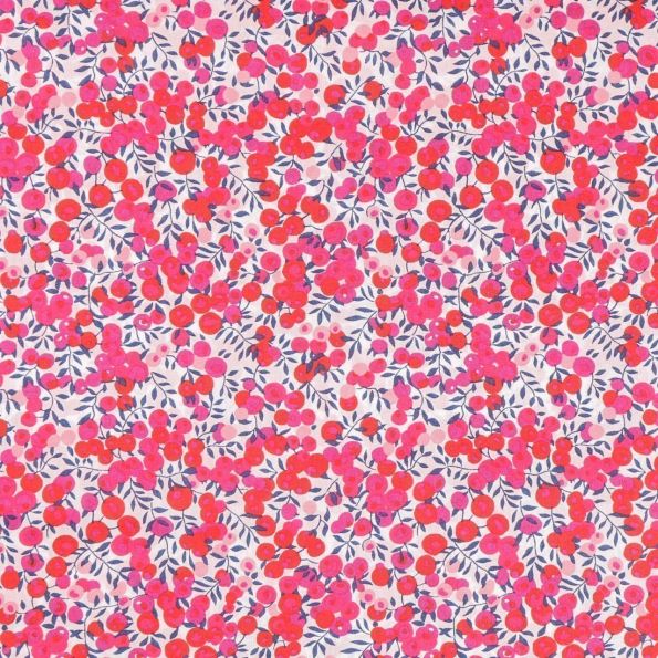 Tissu Liberty of London Wiltshire Fuchsia, rouge, violet et rose - Par 10 cm