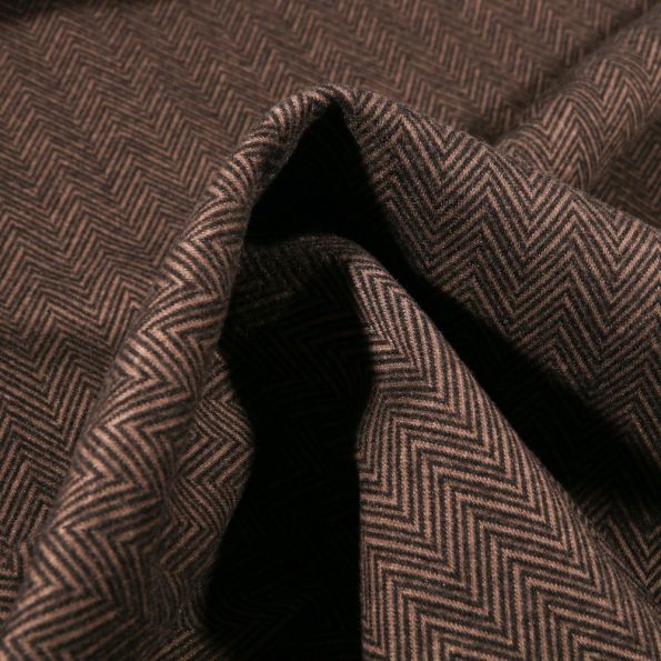 Tissu Jersey Milano touché laine Chevrons sur fond Camel - Par 10 cm