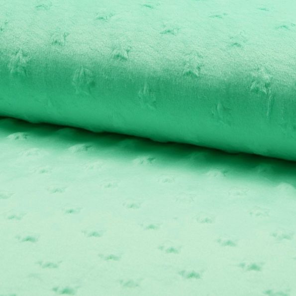 Tissu Minky Ultra doux Etoiles Vert menthe x10cm