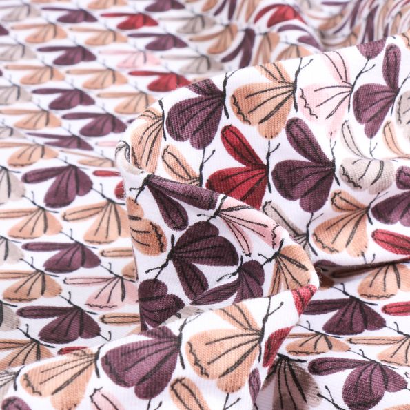 Tissu Jersey Coton Aquagrenat libellules sur fond Blanc - Par 10 cm