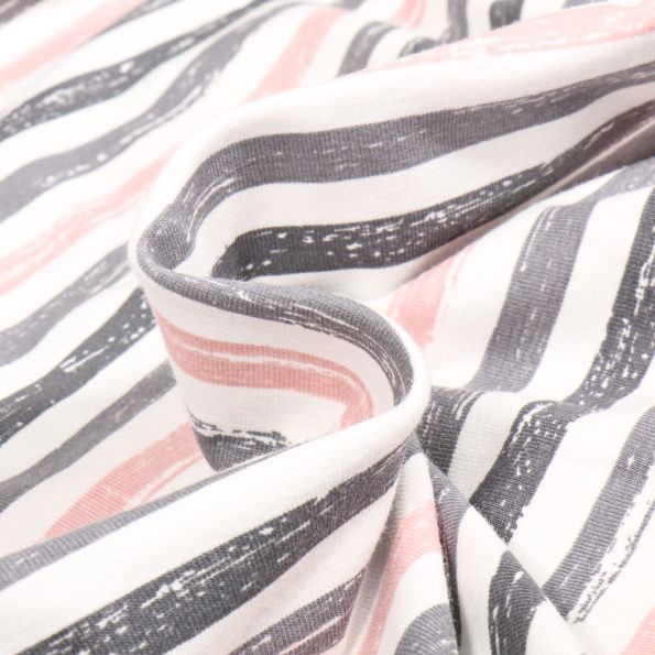 Tissu Jersey Coton Karla sur fond Gris - Par 10 cm