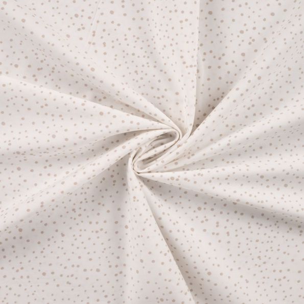 Tissu Popeline de Coton pois taupes Zeli sur fond Ecru - Par 10 cm