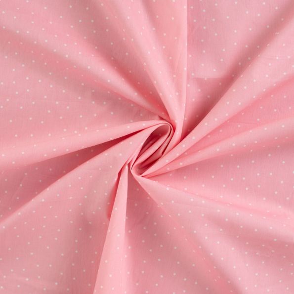 Tissu Coton imprimé Pois blancs Louis sur fond Rose - Par 10 cm