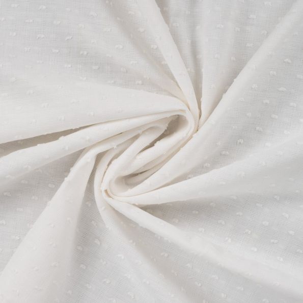 Tissu Voile de Coton Plumetis uni Ecru - Par 10 cm