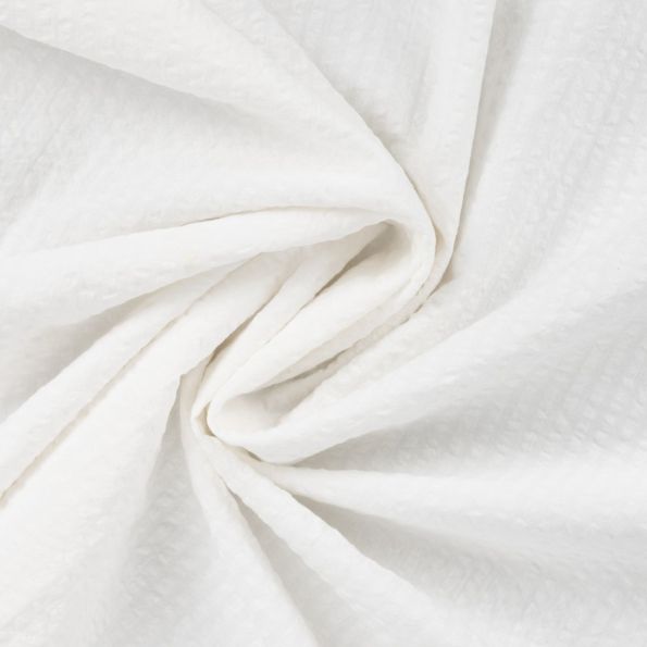 Tissu Seersucker Coton uni Blanc - Par 10 cm