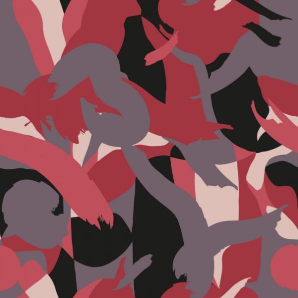 Tissu Sweat léger French Terry Swipes rouge sur fond Noir - Par 10 cm