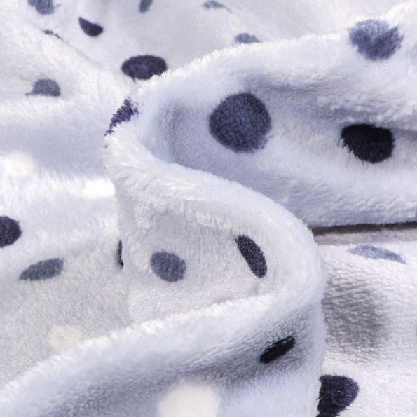 Tissu Doudou Dots sur fond Bleu ciel - Par 10 cm