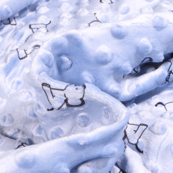 Tissu Minky Ultra doux Pois Eléphanteaux sur fond Bleu ciel - Par 10 cm