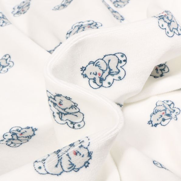 Tissu Jersey Velours tout doux Dreamy sur fond Blanc cassé - Par 10 cm